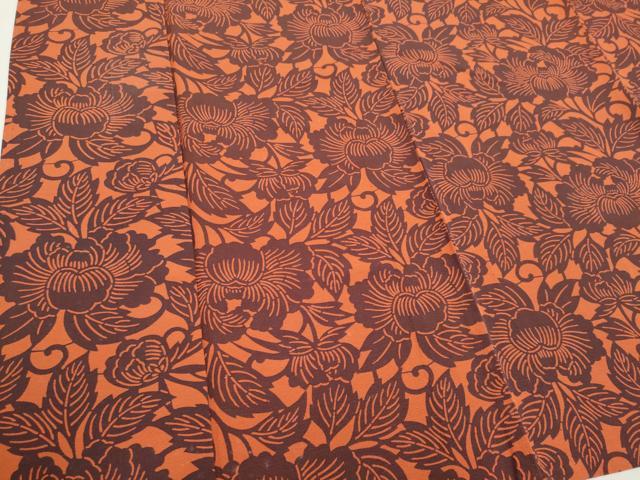 平和屋着物▽上質な小紋　単衣　型染め　草花文　正絹　逸品　CAAV0895ou