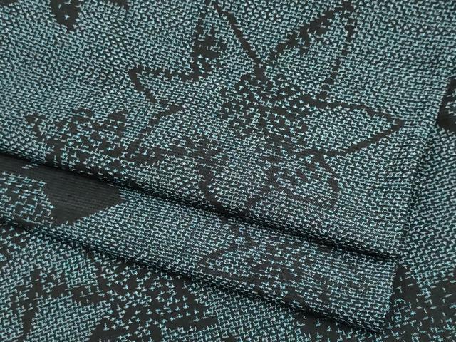 平和屋着物▽上質な紬　単衣　楓文　正絹　逸品　CAAV0905ou