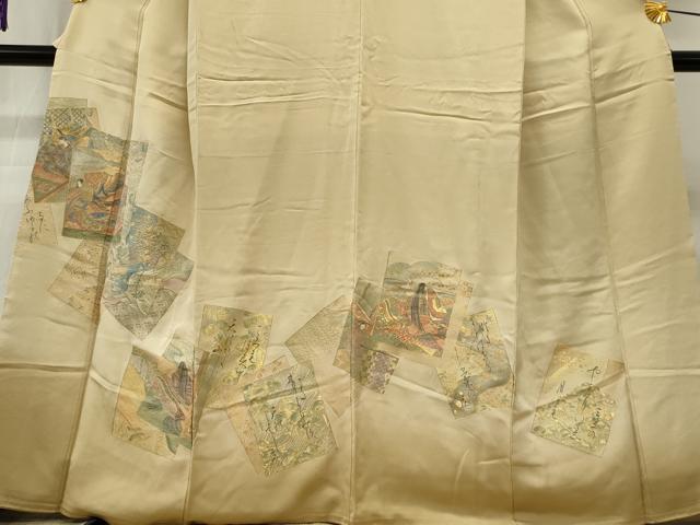 平和屋着物□豪華色留袖 寿光織 百人一首柄 暈し染め 金糸 正絹 逸品