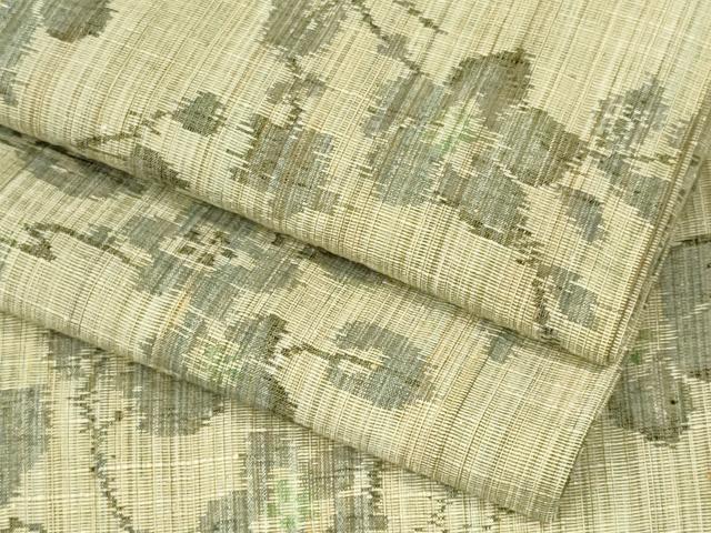 平和屋着物▽上質な紬　単衣　枝花文　正絹　逸品　CAAV0966ou