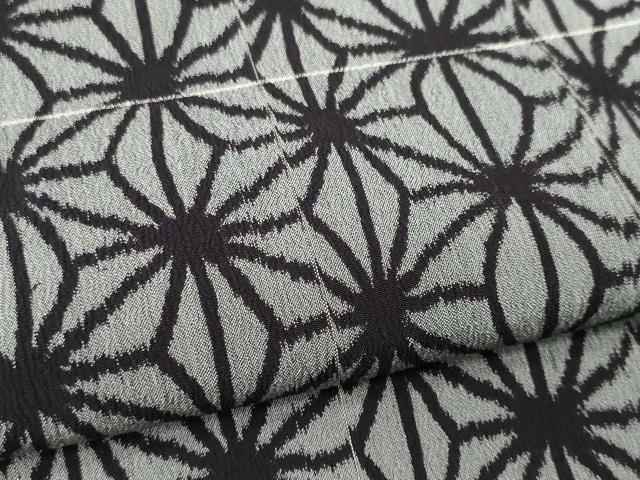 平和屋着物■上質なお召　麻の葉文様　逸品　未使用　BAAJ1914ow 平和屋着物▽上質なお召 単衣 麻の葉文様 正絹 逸品 CAAV0976ou