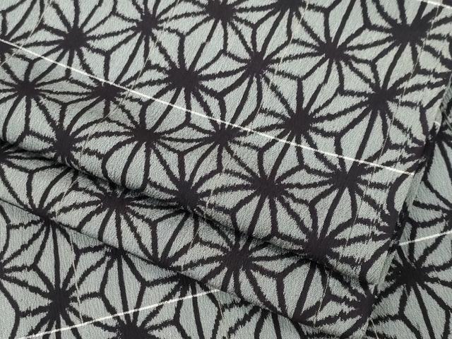 平和屋着物▽上質なお召　単衣　麻の葉文様　正絹　逸品　CAAV0976ou