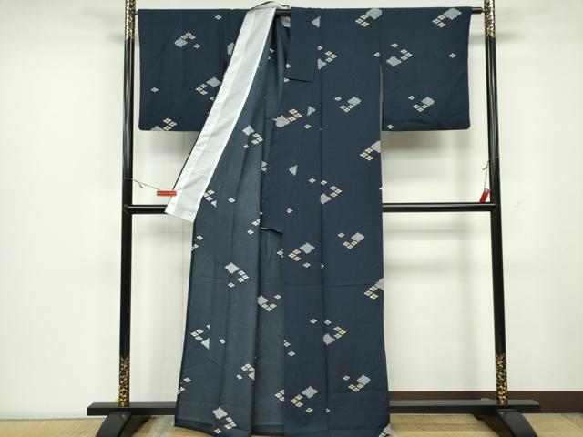 平和屋着物○江戸小紋 村上伸一郎 麻の葉文様 黒地 正絹 逸品 BAAU4606gt