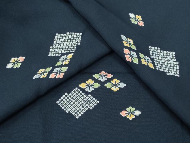 平和屋着物○江戸小紋 村上伸一郎 麻の葉文様 黒地 正絹 逸品 BAAU4606gt