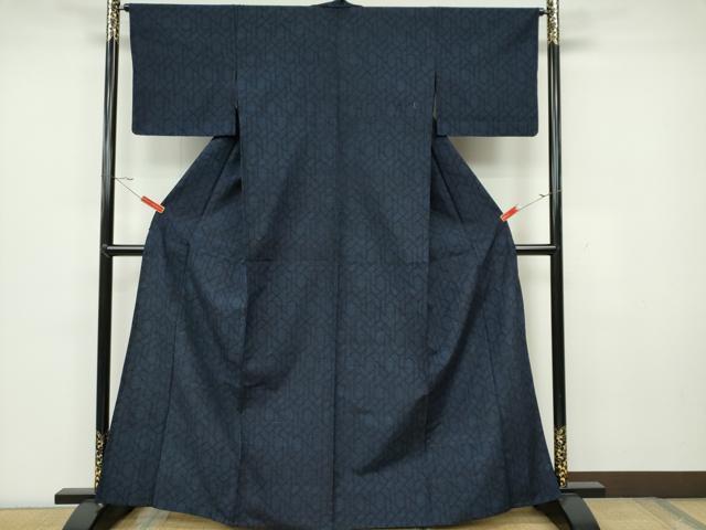 平和屋着物▽結城紬　単衣　幾何学文　正絹　逸品　CAAV0981ou 平和屋着物▽結城紬 単衣 幾何学文 正絹 逸品 CAAV0981ou 単衣紬