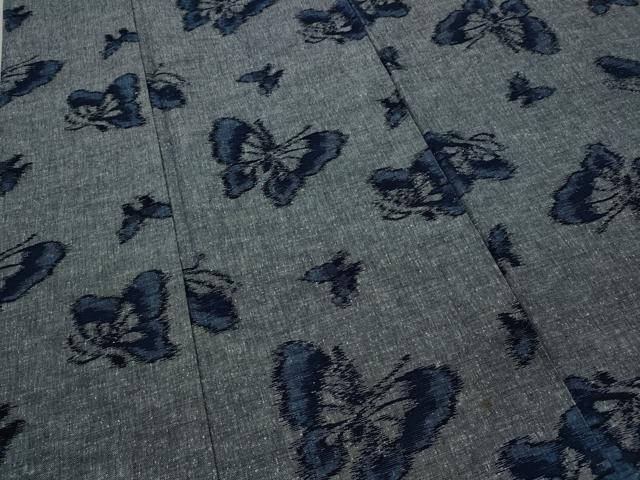 平和屋着物▽上質な小紋 単衣 舞蝶文 綿 逸品 CAAV3172ut