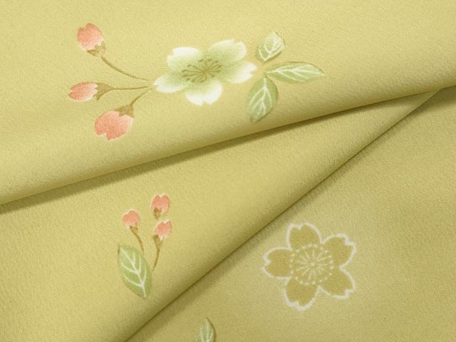 平和屋着物▽小紋　単衣　舞桜文　蛍暈し　洗える着物　CAAV3176ut