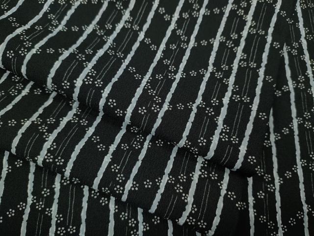 平和屋着物▽小紋　単衣　檜垣花間道　黒地　洗える着物　CAAV3182ut