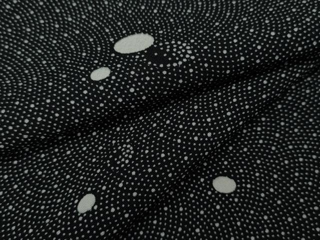 平和屋着物▽江戸小紋　単衣　丸文　鮫小紋柄　黒地　洗える着物　CAAV3192ut