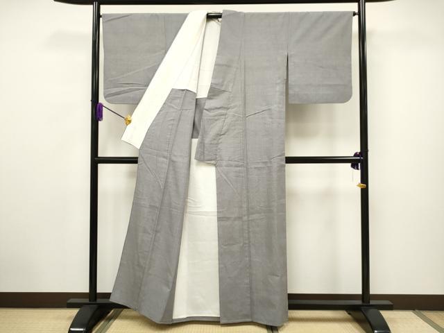 平和屋着物▽結城紬 単衣 色無地 潤色 正絹 逸品 CAAV3696dy