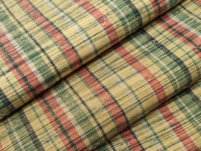 平和屋着物▽上質な紬　単衣　花織　縞　正絹　逸品　CAAV3715dy