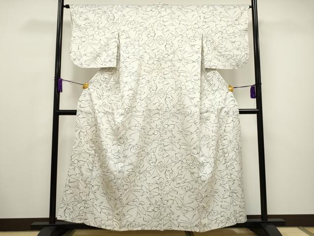 平和屋着物▽洗える最高級着物 ＜英＞はなぶさ謹製 小紋 単衣 舞蝶