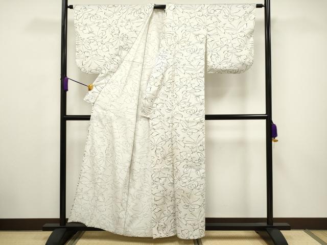 平和屋着物▽洗える最高級着物 ＜英＞はなぶさ謹製 小紋 単衣 舞蝶