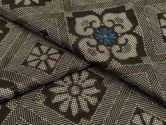 平和屋着物▽本場大島紬　龍郷絣　単衣　菱花文　正絹　逸品　CAAV3735dy