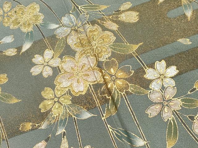 平和屋着物▽訪問着 単衣 工霞枝垂れ桜文 暈し染め 金銀