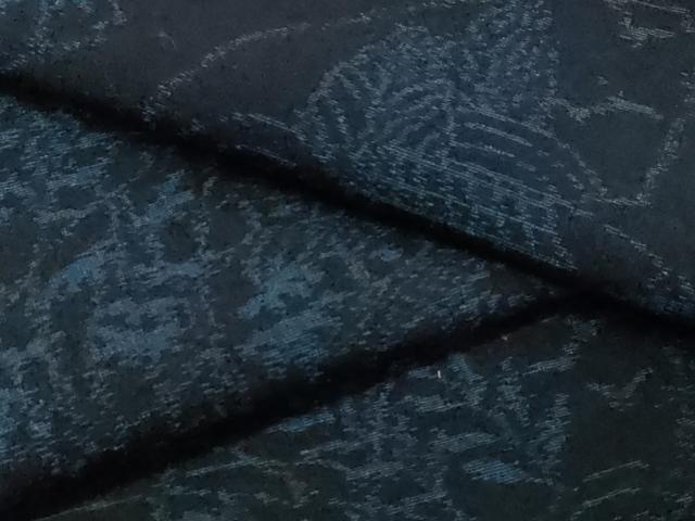 平和屋着物▽上質な紬　単衣　地紙風景文　正絹　逸品　CAAV3771dy