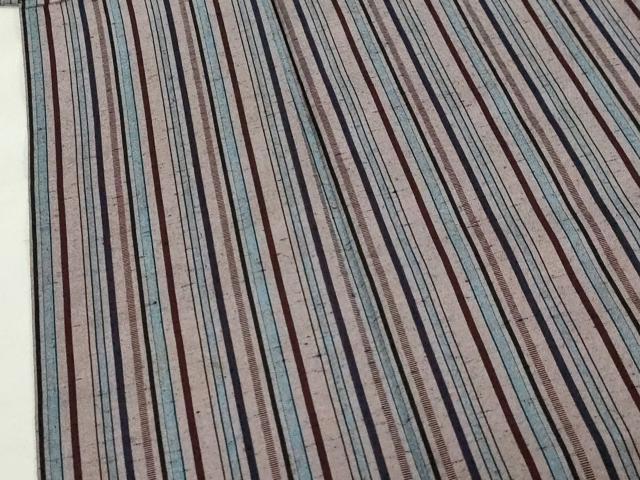 平和屋着物▽上質な紬 単衣 縞 正絹 逸品 CAAV3774dy