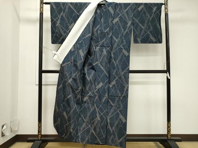 平和屋着物▽上質な紬 単衣 吉祥文 正絹 逸品 CAAV3776dy