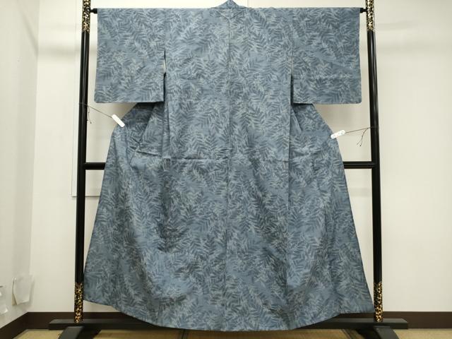 平和屋着物▽上質な紬 単衣 草木文 正絹 逸品 CAAV3783dy