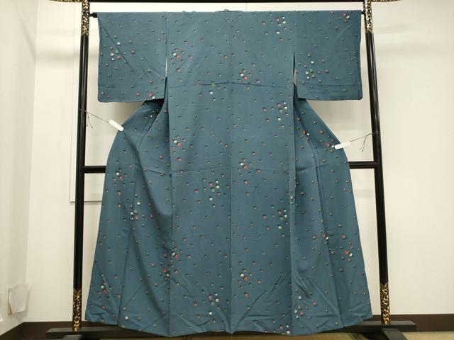 平和屋着物▽上質な小紋　単衣　ビー玉　正絹　逸品　CAAV3785dy