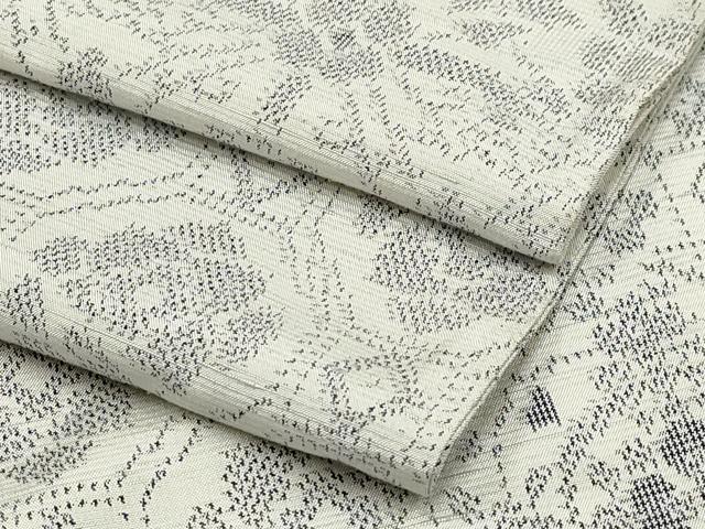 平和屋着物▽上質な紬　単衣　切嵌草花文　正絹　逸品　CAAV3877dy