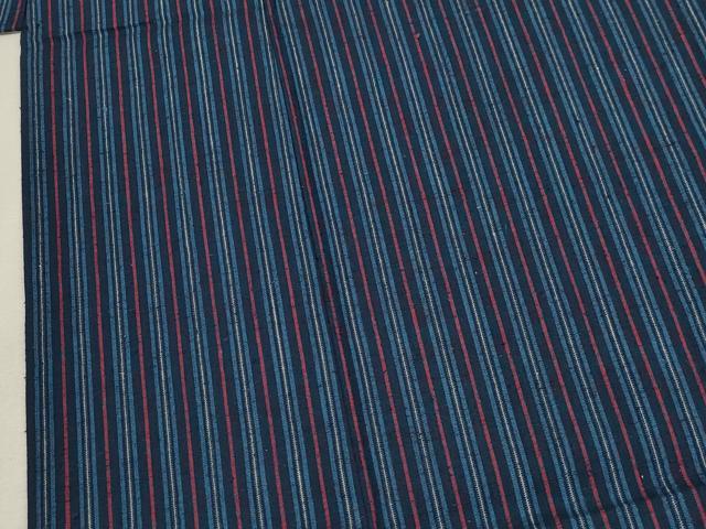 平和屋着物▽上質な紬 単衣 縞 正絹 逸品 CAAV3879dy