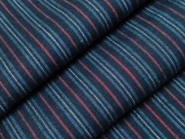 平和屋着物▽上質な紬　単衣　縞　正絹　逸品　CAAV3879dy