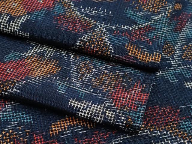 平和屋着物▽上質な紬　単衣　青海波花文　正絹　逸品　CAAV3881dy