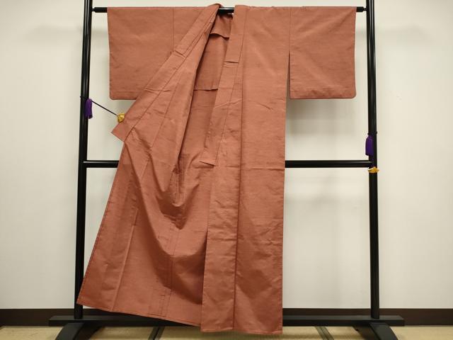 平和屋着物▽上質な紬 単衣 格子 正絹 逸品 AABC6902jd