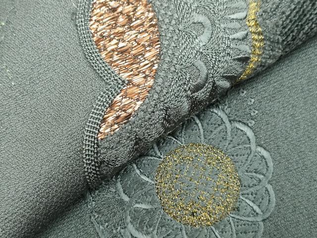 平和屋着物▽訪問着 単衣 総刺繍 草花文 暈し染め 金糸