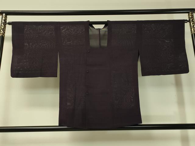 平和屋着物▽道行コート　スリーシーズン　春夏秋　塵除け　絽　霞紋紗　深紫色　正絹　逸品　CAAV4404vp