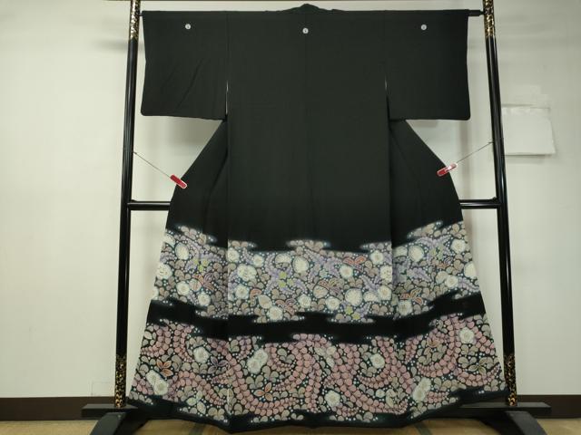 平和屋着物●染織工芸むつろ　辻が花　手描き　絞り　黒留袖　正絹　逸品　CAAV4686vp