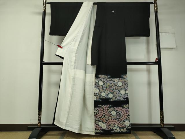 平和屋着物○染織工芸むつろ 辻が花 手描き 絞り 黒留袖 正絹 逸品