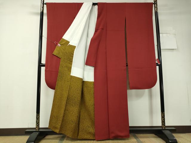 平和屋着物○豪華振袖 色無地 蘇芳色 正絹 逸品 CAAV4687vp