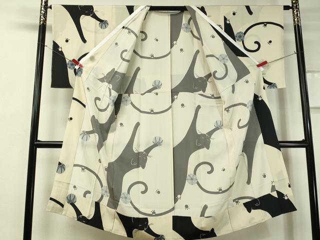 平和屋着物●長襦袢　無双仕立て　黒猫　正絹　逸品　未使用　CAAV4689vp 平和屋着物○長襦袢 無双仕立て 黒猫 正絹 逸品 未使用 CAAV4689vp