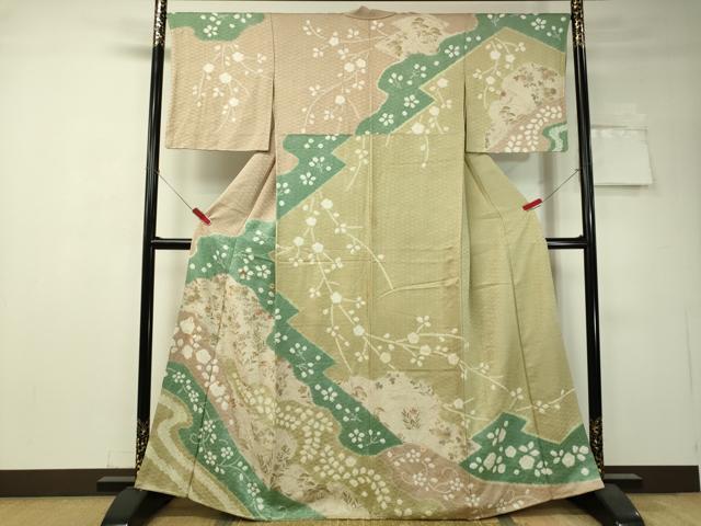 平和屋着物●訪問着　刺繍　絞り　道長七宝花文　金銀彩　正絹　逸品　CAAV4694vp