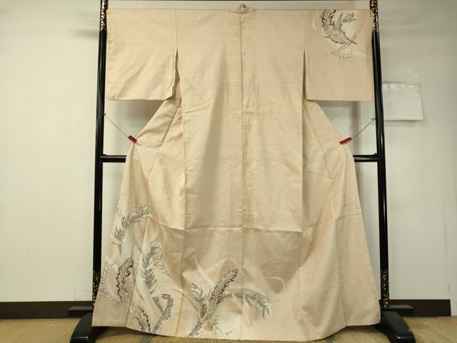 平和屋着物●東京友禅　伊藤幽水　訪問着　紬地　唐草文　正絹　逸品　CAAV4700vp