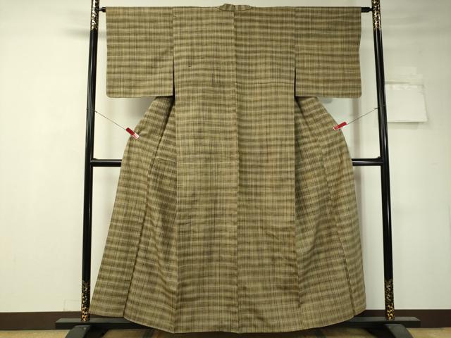 平和屋着物○上質な紬 格子柄 正絹 逸品 CAAV4705vp