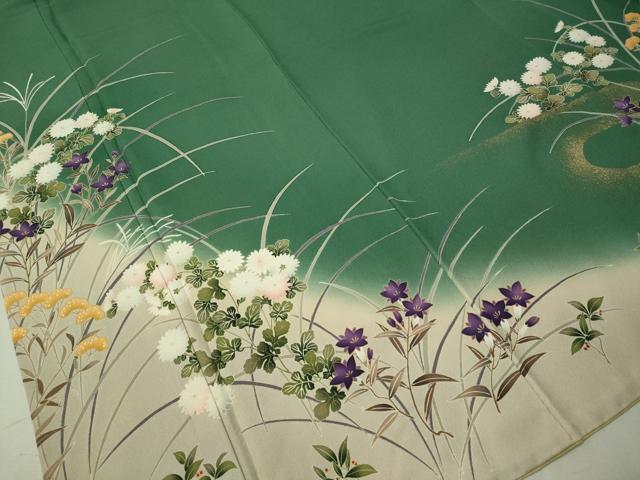 平和屋着物○皇室デザイナー 中村乃武夫 訪問着 草花文 暈し染め 金彩