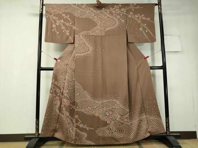 平和屋着物●訪問着　総絞り　立波花文　正絹　逸品　CAAV4738vp