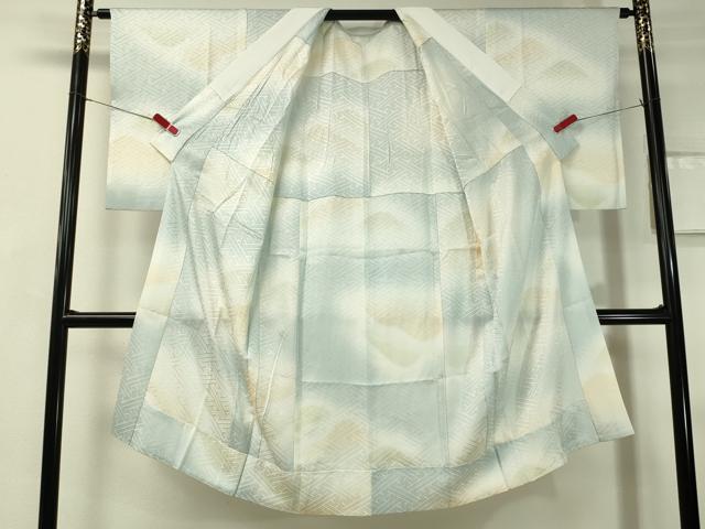 平和屋着物●長襦袢　無双仕立て　紗綾形地紋　重ね山文　正絹　逸品　CAAV4740vp 平和屋着物○長襦袢 無双仕立て 紗綾形地紋 重ね山文 正絹 逸品 CAAV4740vp