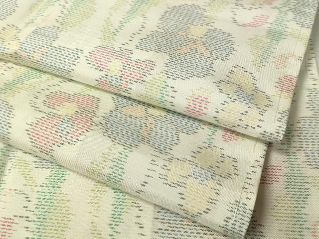 平和屋着物●本場大島紬　白大島　草花文　正絹　逸品　未使用　CAAV4761vp