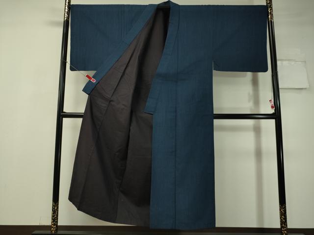 平和屋着物○男性 紬 アンサンブル 雨縞 正絹 逸品 CAAV4780vp 