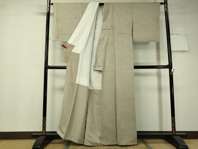 平和屋着物○上質な色無地 紋意匠 亜麻色 正絹 逸品 CAAV4790vp