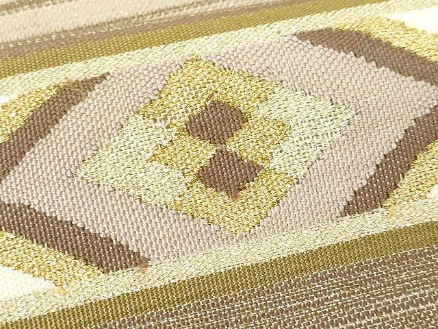 平和屋着物○太鼓柄袋帯 菱吉祥文 金糸 正絹 逸品 CAAV5202yk