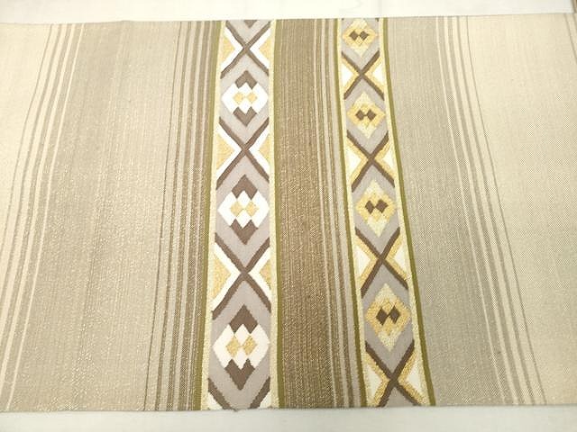 平和屋着物○太鼓柄袋帯 菱吉祥文 金糸 正絹 逸品 CAAV5202yk