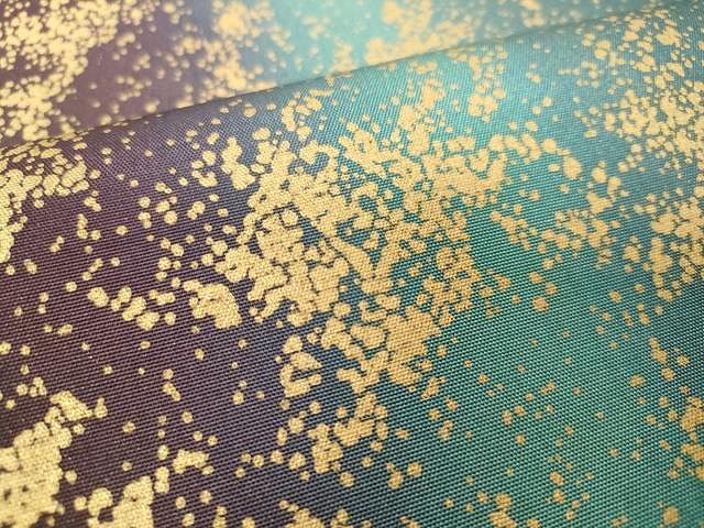 平和屋着物○本場縞大島紬 両面 全通柄袋帯 霞文 金彩 宮脇