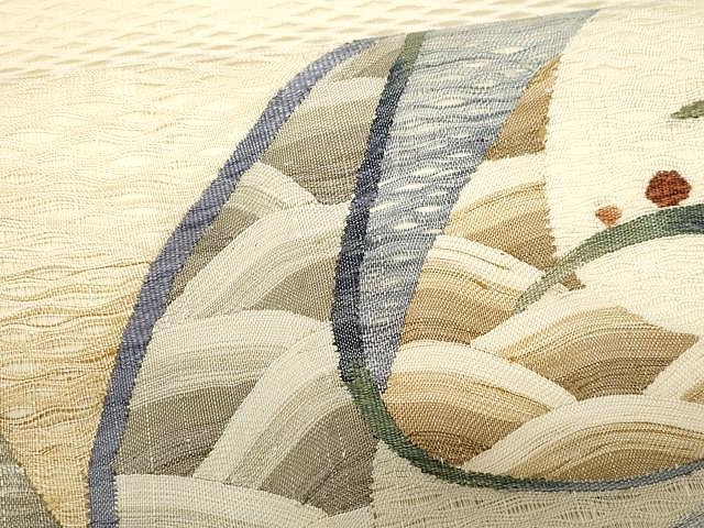 平和屋着物▽スリーシーズン　春夏秋　太鼓柄袋帯　櫛織り　立波吉祥文　正絹　逸品　CAAV5226yk_2