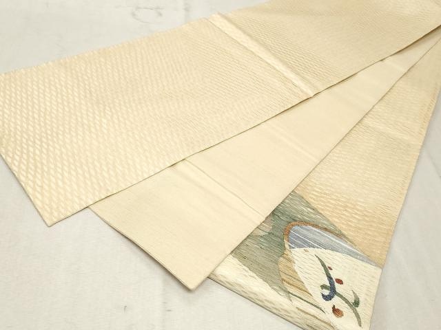 平和屋着物▽スリーシーズン　春夏秋　太鼓柄袋帯　櫛織り　立波吉祥文　正絹　逸品　CAAV5226yk_5