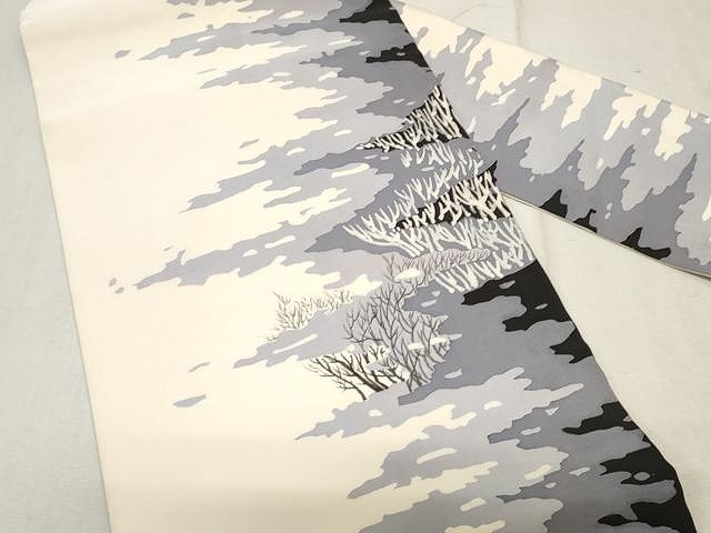 平和屋着物●九寸名古屋帯　手描き　雲取り枝木文　正絹　逸品　CAAV5229yk 平和屋着物○九寸名古屋帯 手描き 雲取り枝木文 正絹 逸品